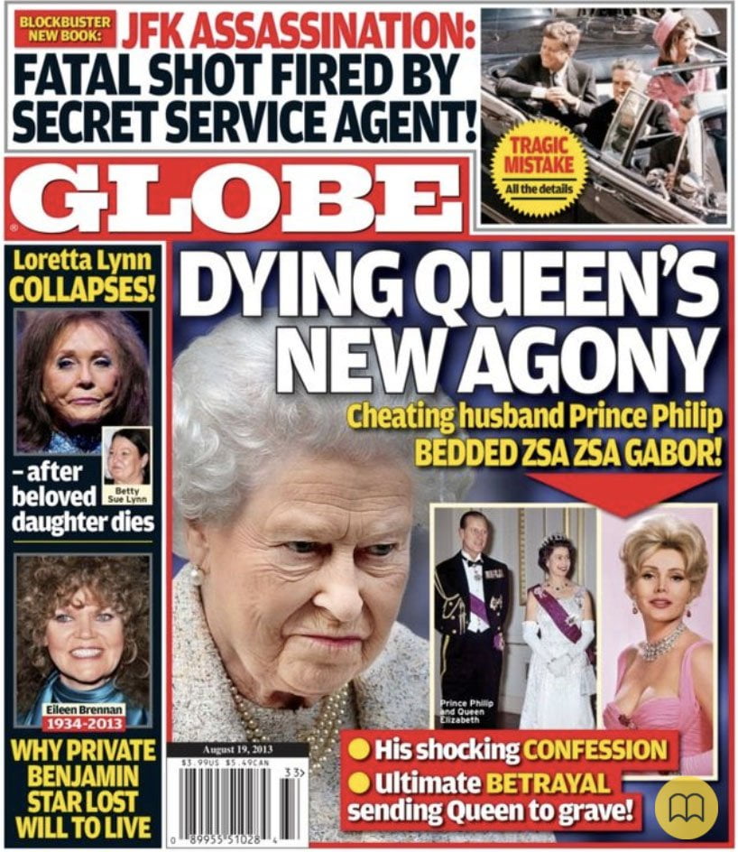 Queen Elizabeth on cover of the Globe August 2013