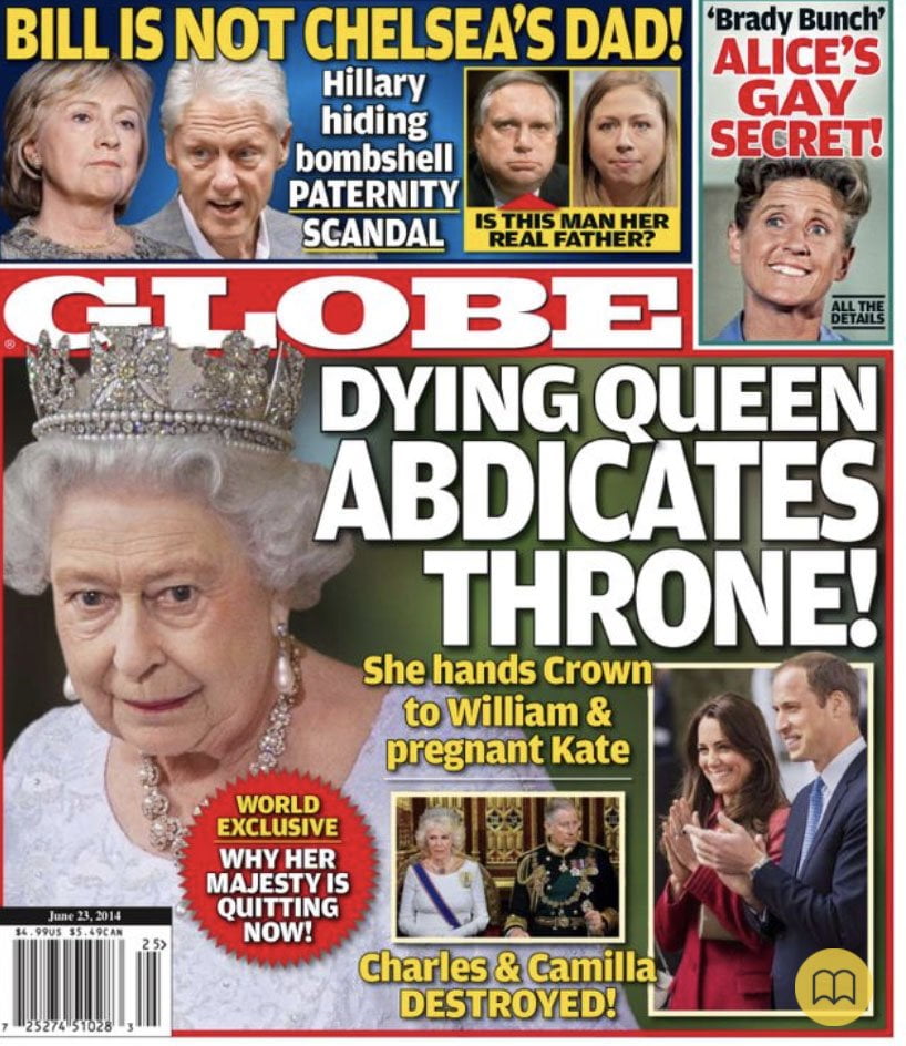 Queen Elizabeth on the cover of the Gobe in June 2014