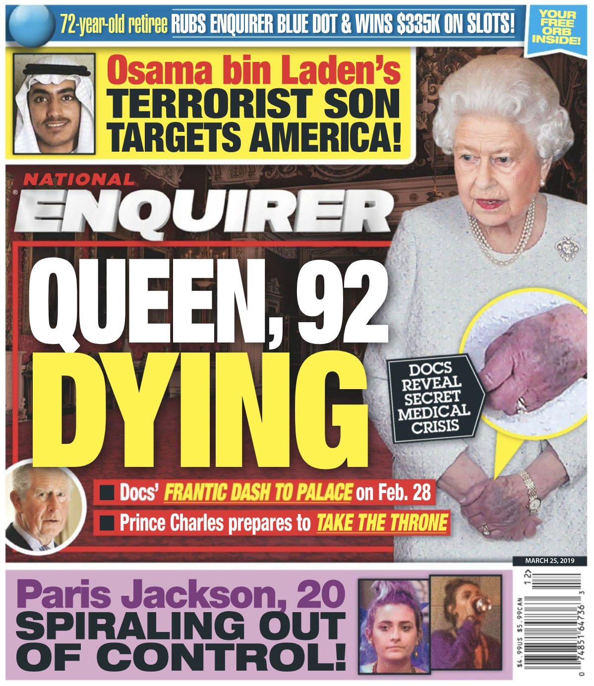 Queen Elizabeth on the cover of the March 25th 2020 National Enquirer