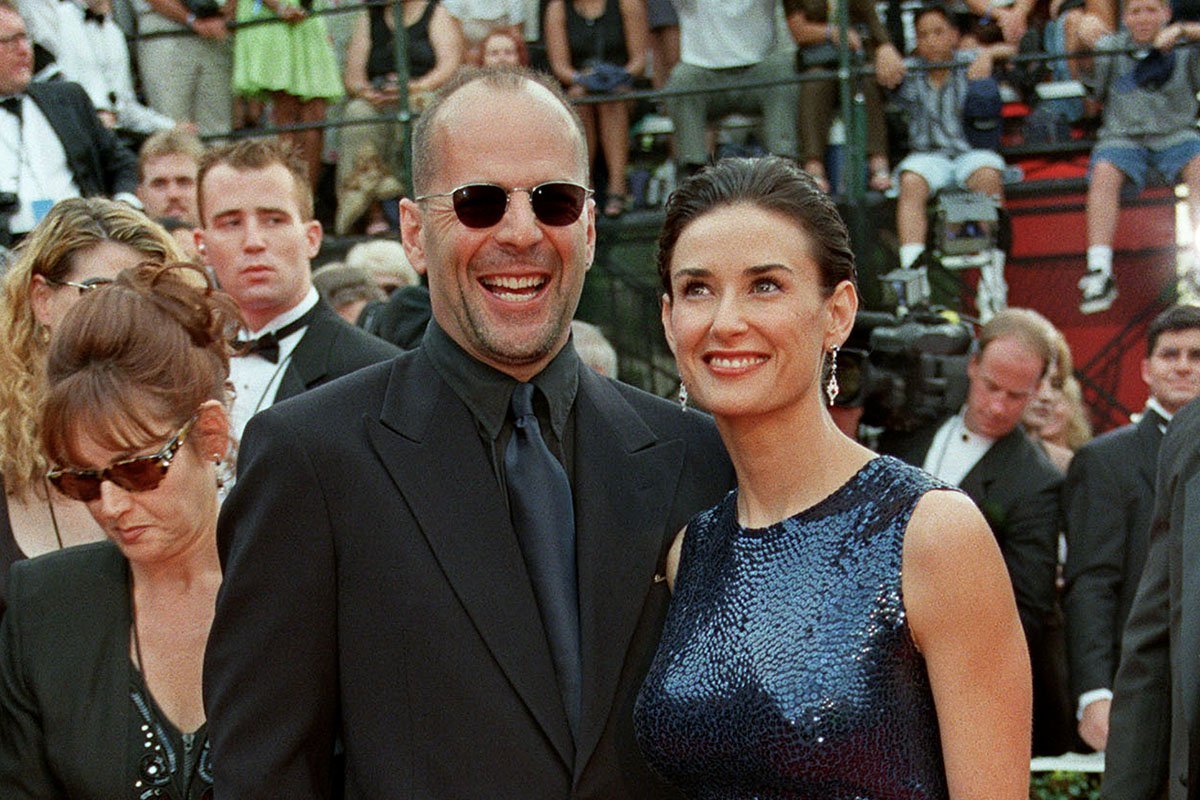 Bruce Willis and Demi Moore together at the 1997 Emmy Awards