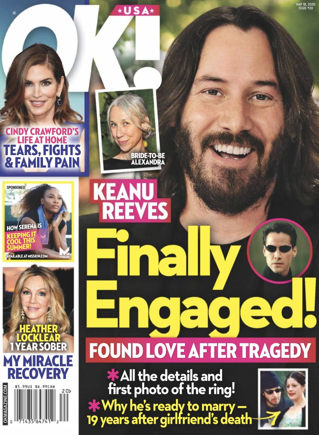 Keanu Reeves smiling on the cover of OK! Magazine