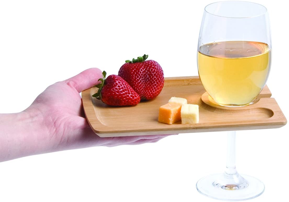 This Mini Charcuterie Board For One Has A Built-in Wine Glass Holder