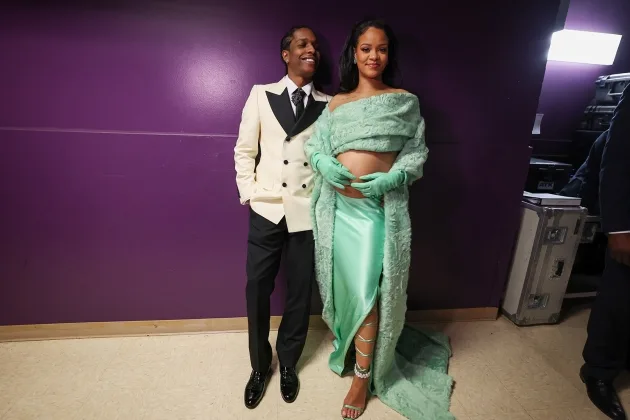 A$AP Rocky Cradles Rihanna’s Baby Bump at the 2023 Oscars See the Sweet Backstage Photo