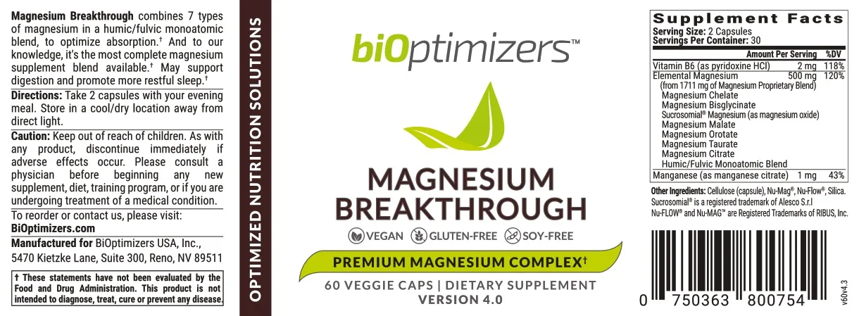 BiOptimizers Magnesium Breakthrough Supplement Customer Reviews